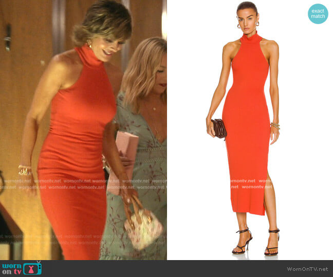 The Range Alloy Rib Sleeveless Turtleneck Midi Dress worn by Lisa Rinna on The Real Housewives of Beverly Hills