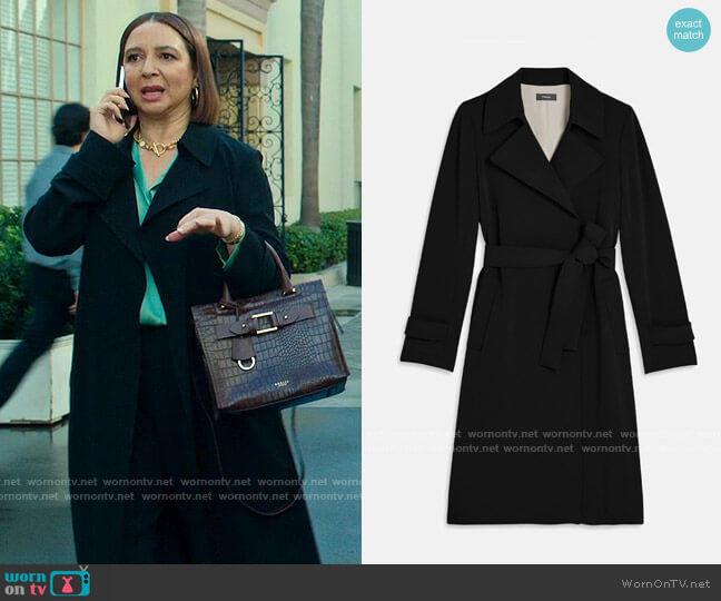 Theory Oaklane Trench worn by Molly Novak (Maya Rudolph) on Loot