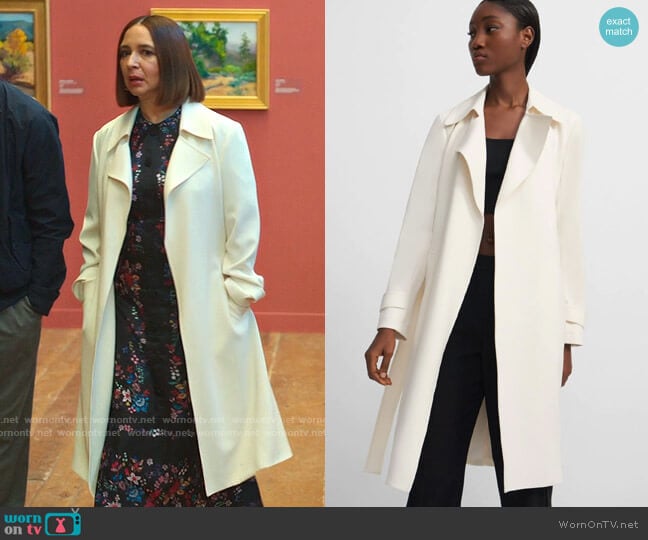 Theory Oaklane Trench in Rice worn by Molly Novak (Maya Rudolph) on Loot
