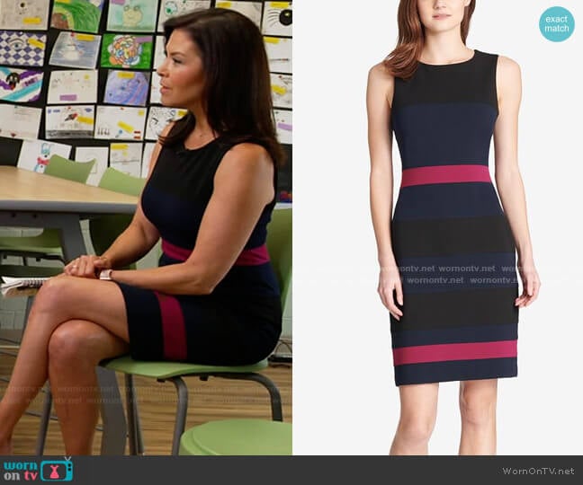Tommy Hilfiger Scuba Crepe Colorblock Sheath Dress worn by Meg Oliver on CBS Mornings