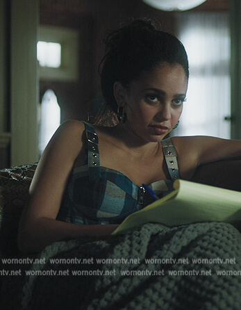 Toni’s blue plaid corset top on Riverdale