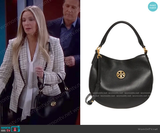 Tory Burch Carson Leather Hobo Bag worn by Jennifer Horton (Cady McClain) on Days of our Lives