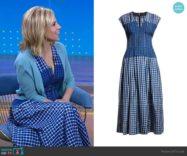 Tory Burch Plaid Silk Cap-Sleeve Dress