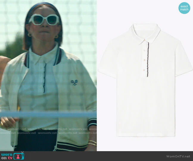 Tory Sport Tech Piqué Ruffle Polo worn by Molly Novak (Maya Rudolph) on Loot