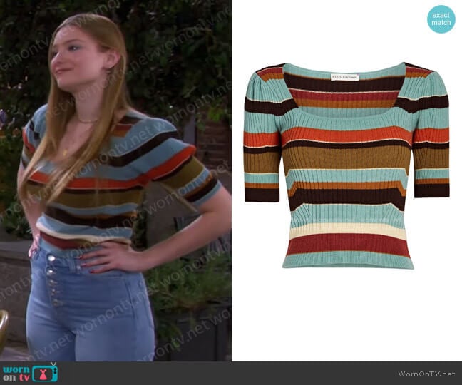 Ulla Johnson Hadley Striped Rib Knit Top worn by Alice Caroline Horton (Lindsay Arnold) on Days of our Lives