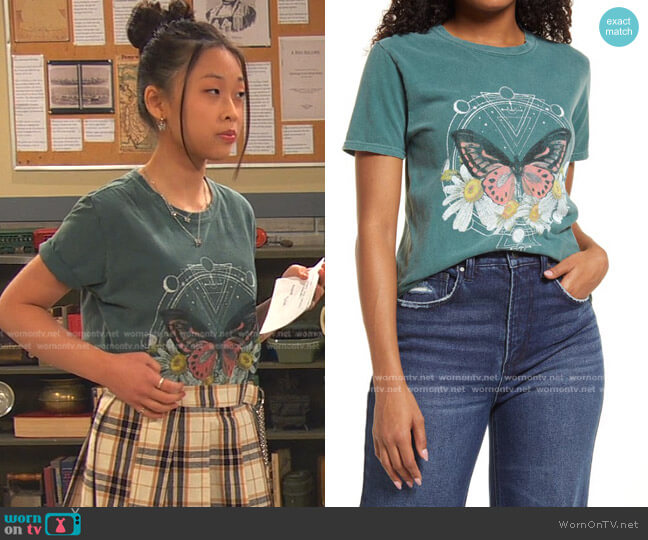 BDG Butterfly Boyfriend Graphic Tee worn by Ivy (Emmy Liu-Wang) on Ravens Home