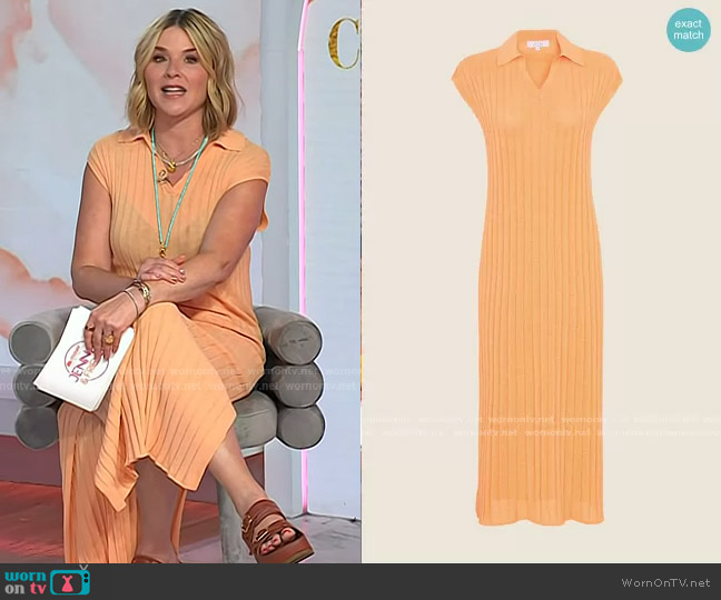 Pearl by Lela Rose V-Neck Midi Knit Dress worn by Jenna Bush Hager on Today
