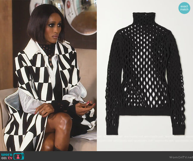 Valentino Cutout stretch-knit turtleneck top worn by Chanel Ayan (Chanel Ayan) on The Real Housewives of Dubai