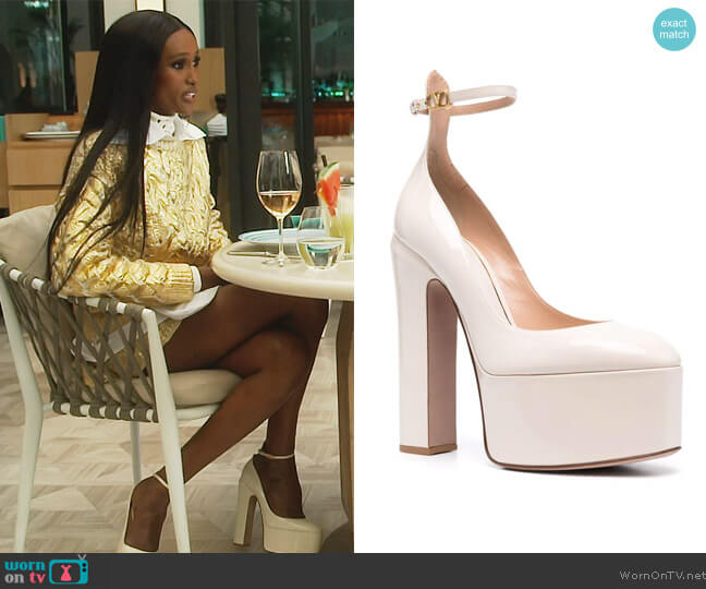 YSL Opyum YSL Calfskin Ankle-Strap Sandals worn by Chanel Ayan (Chanel Ayan) on The Real Housewives of Dubai