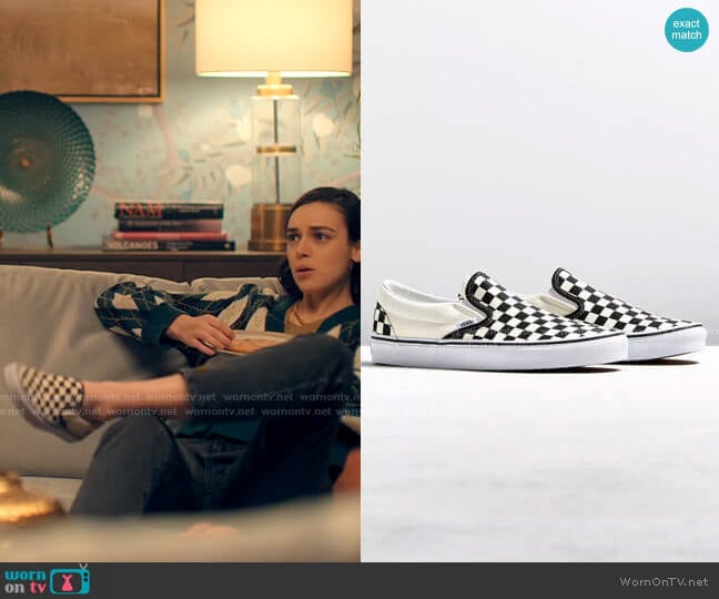 Vans Checkerboard Slip On Sneaker worn by Lucy (Ava Capri) on Love Victor
