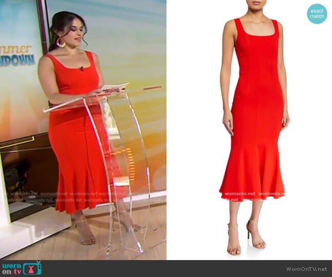 Veronica Beard Gloria Square-Neck Flared Dress worn by Donna Farizan on Today