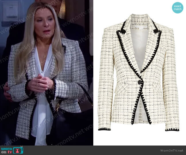 Veronica Beard Tweed Cutaway Dickey Jacket worn by Jennifer Horton (Cady McClain) on Days of our Lives