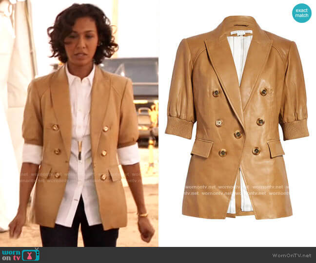 Veronica Beard Edra Leather Blazer