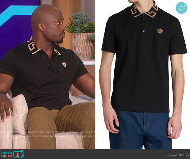 Versace Baroque Collar Polo Shirt worn by Akbar Gbajabiamila on The Talk