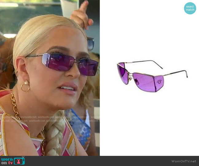 Versace Square Mirrored Sunglasses worn by Erika Jayne on The Real Housewives of Beverly Hills