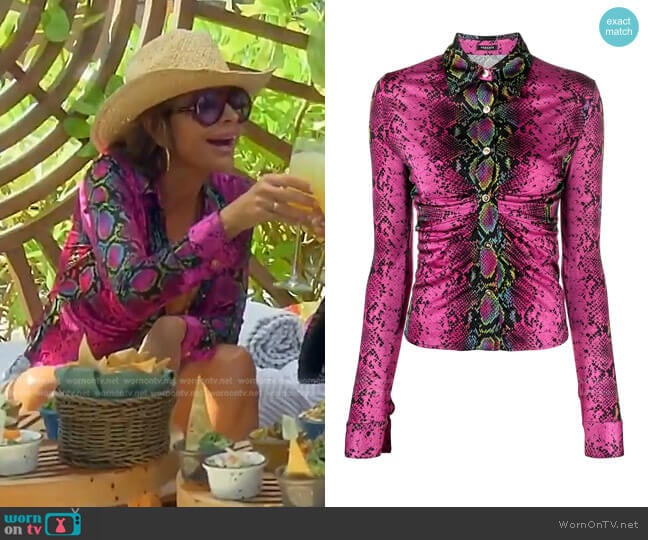 Versace Python-Print Shirt worn by Lisa Rinna on The Real Housewives of Beverly Hills