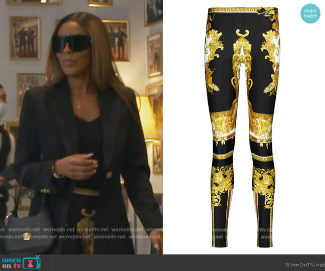 Versace Medusa Renaissance leggings worn by Caroline Brooks (Caroline Brooks) on The Real Housewives of Dubai