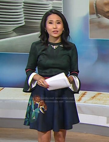Vicky’s green and blue leopard print dress on Today