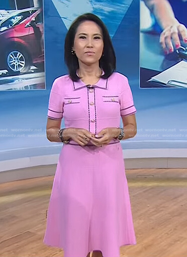 Vicky’s pink contrast trim short sleeve dress on Today