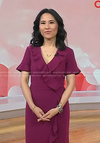 Vicky’s burgundy ruffle dress on Today