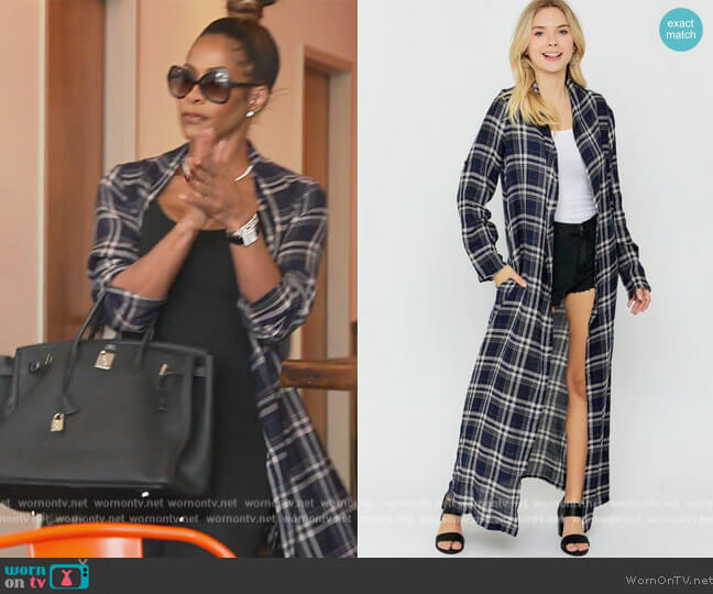 Voltage Boutique Plaid Cardigan worn by Sheree Whitefield on The Real Housewives of Atlanta
