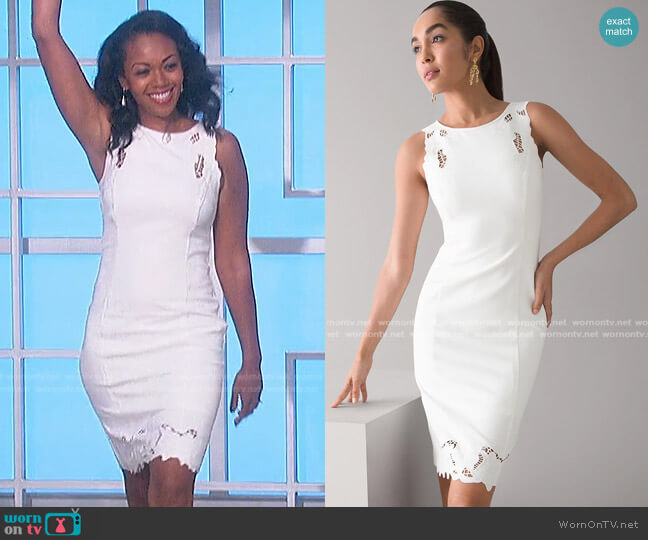 White House Black Market Sleeveless Lace Trim Dress