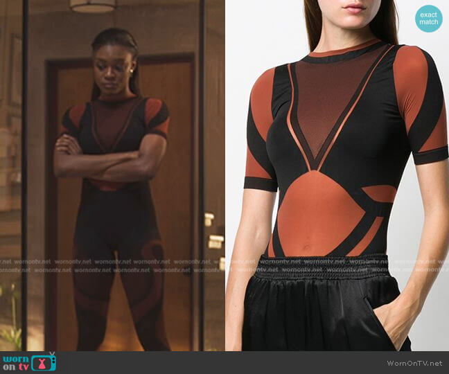 Wolford x Adidas Colour-Block Bodysuit worn by Calliope Burns (Imani Lewis) on First Kill