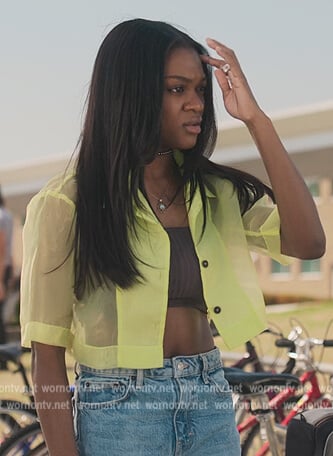 Cal’s yellow sheer top on First Kill