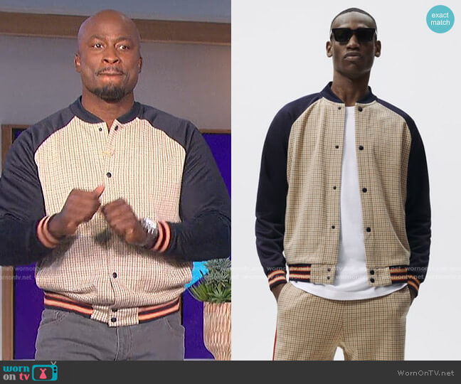 Zara Combination Plaid Jacket worn by Akbar Gbajabiamila on The Talk