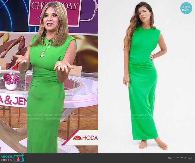 Zara Draped Dress with Shoulder Pads worn by Jenna Bush Hager on Today