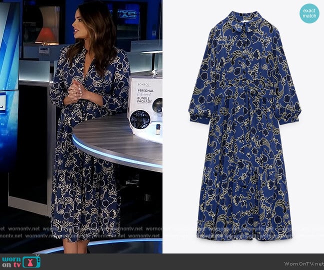 Zara Printed Shirt Dress worn by Jennifer Lahmer on Extra