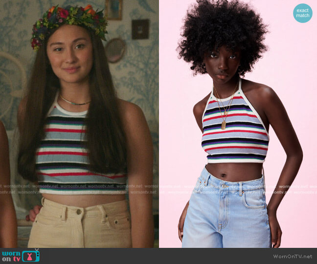 Zara Jacquard Crop Top worn by Belly Conklin (Lola Tung) on The Summer I Turned Pretty