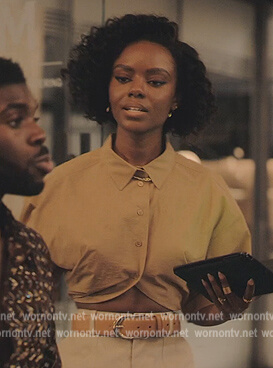 Zenzi’s khaki cropped top on Tom Swift
