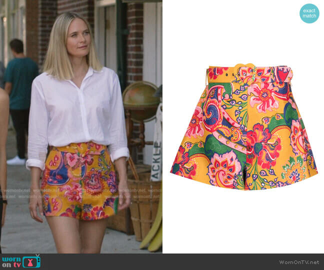 Zimmermann The Lovestruck Paisley-Print Shorts worn by Susannah Fisher (Rachel Blanchard) on The Summer I Turned Pretty