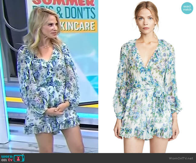 Zimmermann Breeze Ruffle Floral-Print Silk Playsuit