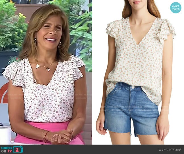 1. State Floral Print Flutter Sleeve Blouse worn by Hoda Kotb on Today