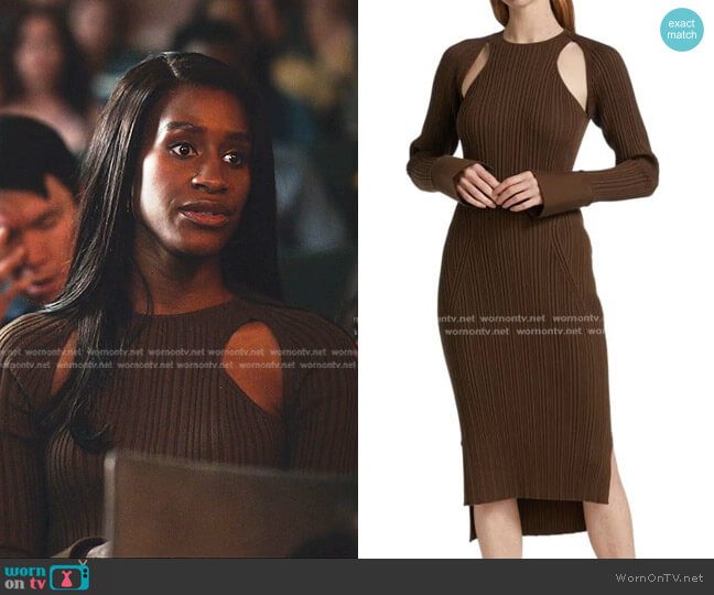 3.1 Phillip Lim Cutout Ribbed Wool-Blend Midi Dress worn by Jessie (Nneka Okafor) on Everythings Trash