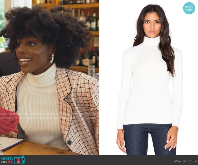 525 Solid Rib Turtleneck Sweater worn by Venita Aspen on Southern Charm