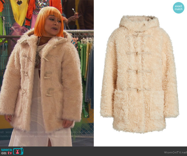 A.L.C. Winston Faux Fur Coat worn by Raven Baxter (Raven-Symoné) on Ravens Home