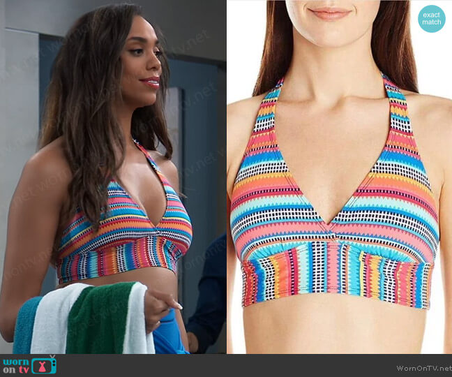 Anne Cole Stripe Banded Halter Bikini Top