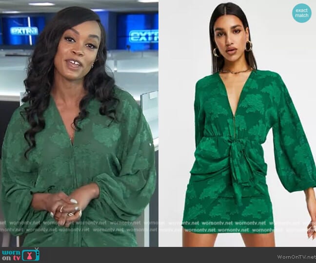 ASOS Plunge Tie Front Mini Dress worn by Rachel Lindsay on Extra
