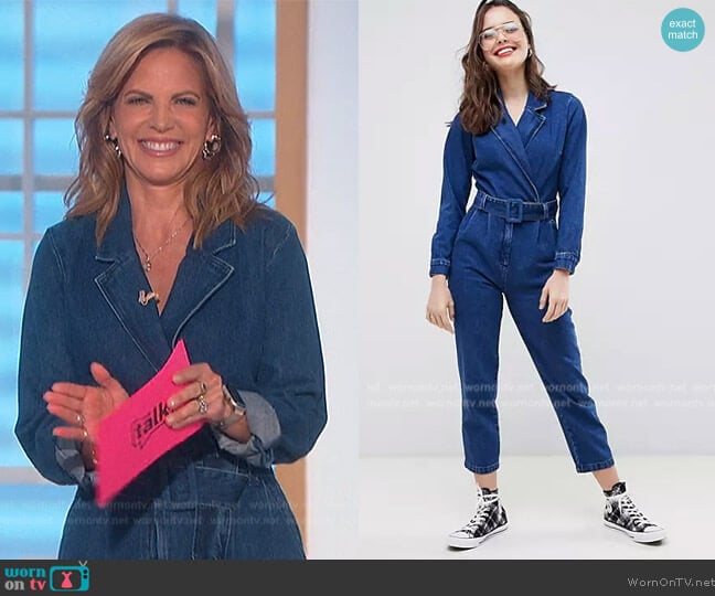 ASOS Denim Blazer Jumpsuit worn by Natalie Morales on The Talk