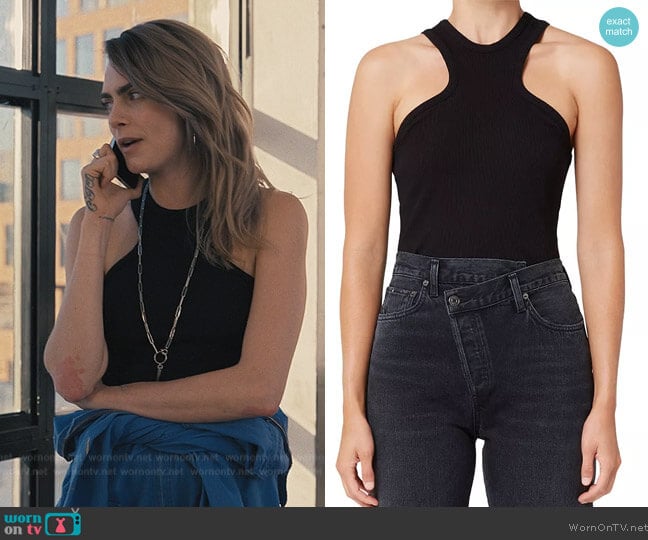 Agolde Bea Rib Knit Cut-Out Tank worn by Alice (Cara Delevingne) on Only Murders in the Building