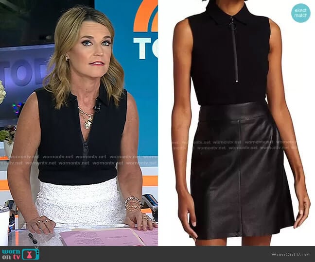 Akris Punto Sleeveless Front Zip Polo Shirt worn by Savannah Guthrie on Today