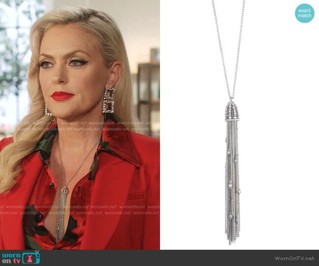 Alexis Bittar Cascading Crystal Tassel Pendant worn by Alexis Carrington (Elaine Hendrix) on Dynasty