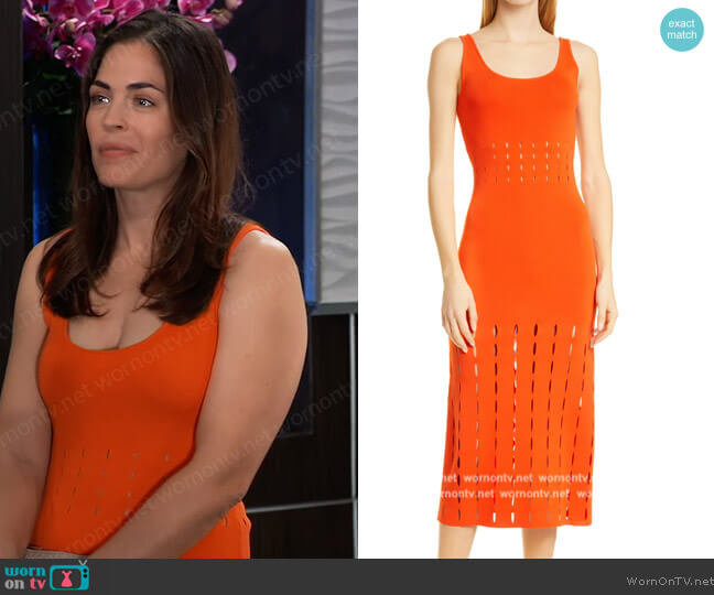 Alexis Marinet Sleeveless Midi Dress worn by Britt Westbourne (Kelly Thiebaud) on General Hospital