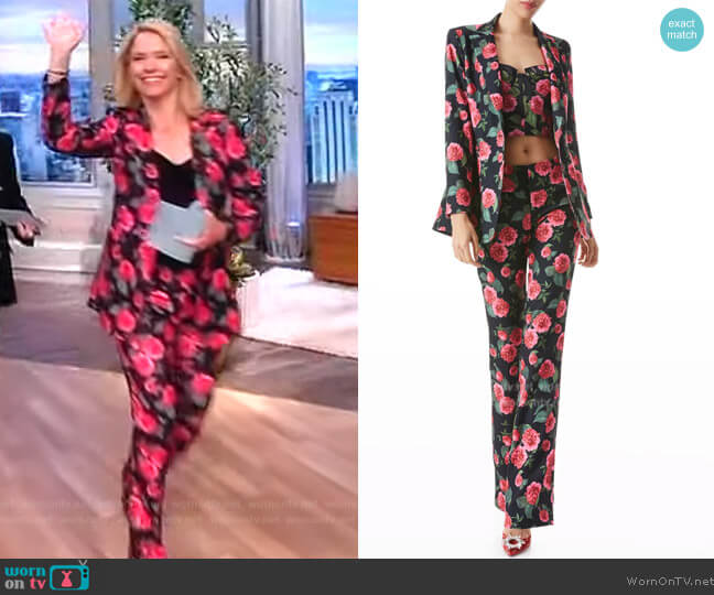 Alice + Olivia Breann Long Fitted Blazer worn by Sara Haines on The View