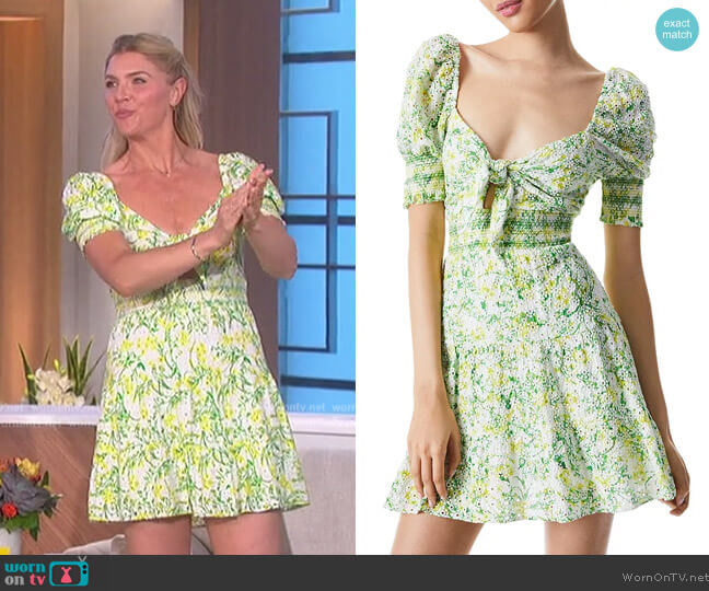 Alice + Olivia Kristie Floral Knotted Minidress worn by Amanda Kloots on The Talk