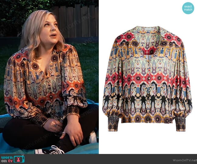 Alice + Olivia Serena paisley-print blouse worn by Maxie Jones (Kirsten Storms) on General Hospital