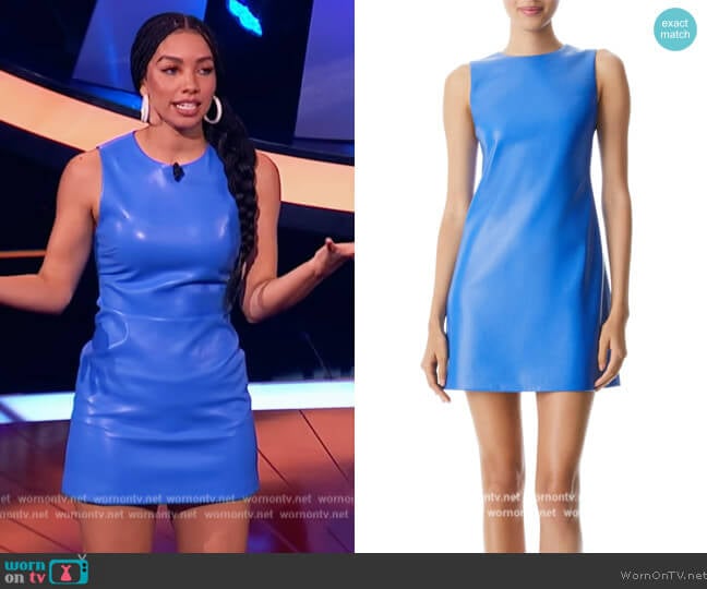 Alice + Olivia Coley Vegan Leather Dress worn by Corinne Foxx on Beat Shazam